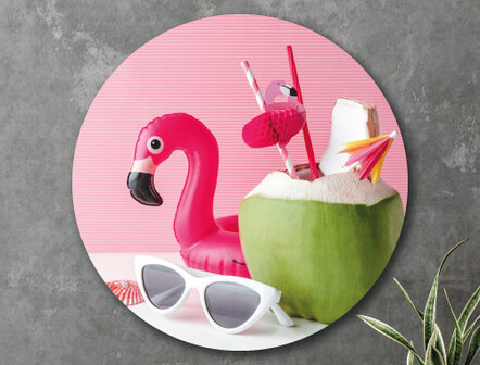 WANDDECO ROND - COCONUT FLAMINGO