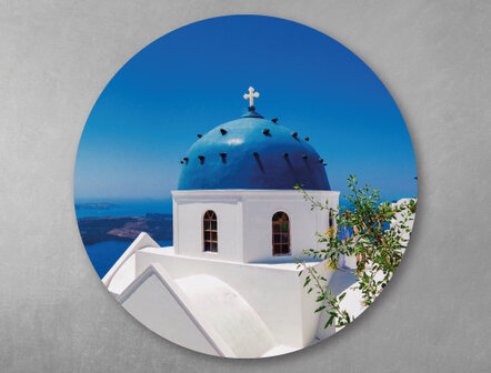 WANDDECO ROND - SANTORINI CHURCH