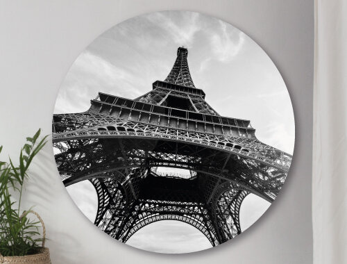 WANDDECO ROND - EIFFEL TOWER BLACK WHITE